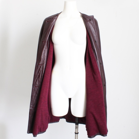 70s Bonnie Cashin For Sills Coat Burgundy Leather Pouch Pockets Lord & Taylor - Picture 8 of 10